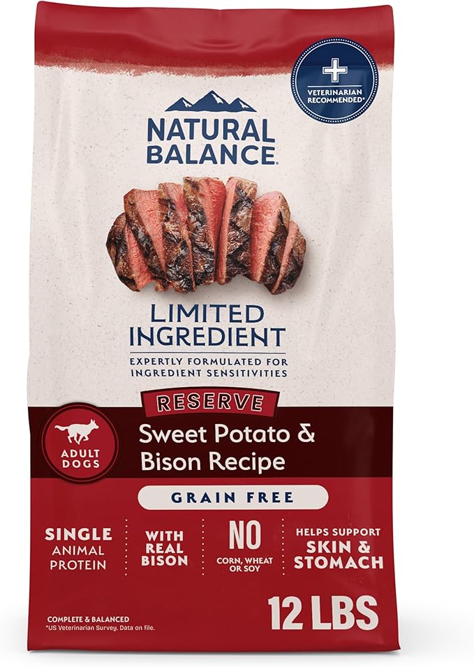 Natural Balance Limited Ingredient Adult Grain-Free Dry Dog Food, Reserve Sweet Potato & Bison Recipe, 12 Pound (Pack of 1)