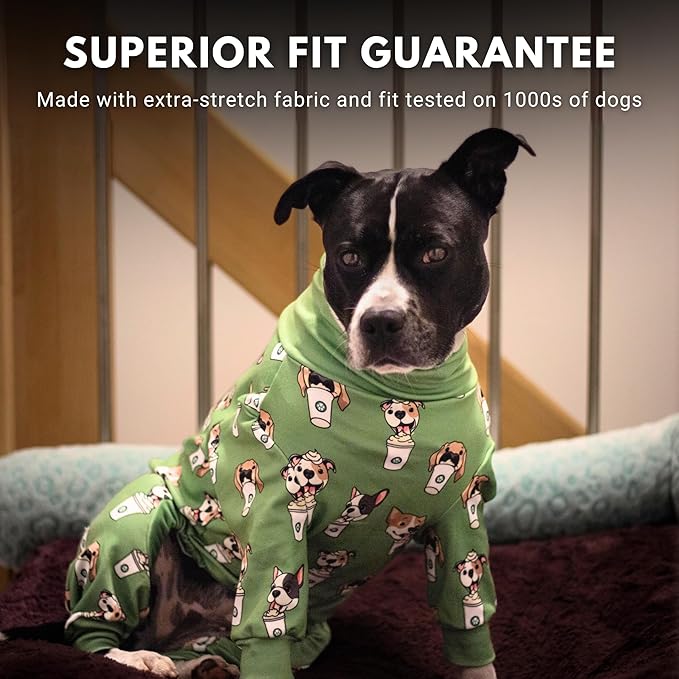 Spark Paws Dog Pajama, Dog Recovery Suit Male, Onesie, Ultra-Soft and 4-Way Stretch, for Small Medium and Large Breeds - Pup Cup - 3XL