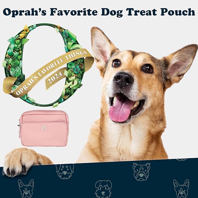 Puppington 3-in-1 Crossbody Dog Walking Bag & Treat Pouch with Matching Planet Safe Poop Bags & Built-In Dispenser - Zippered Pockets (Blush Pink)