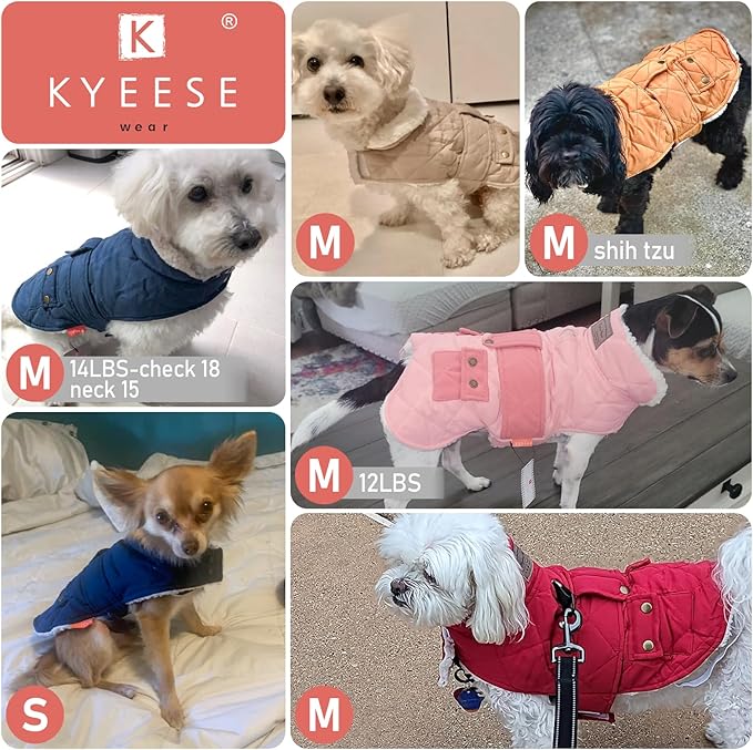KYEESE Dog Coat Soft Pet Sweater for Cold Weather Waterproof Dogs Jacket with Fleece Lined Warm Pet Winter Coat with Leash Hole Thick Cat Clothes with Pocket Windproof Dog Puffer Coats for Small Dogs