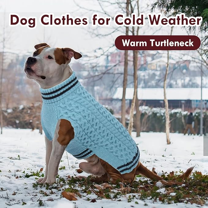 XXXL Dog Sweater, Fall Winter Knit Fleece Sweater for Large Dogs, Turtleneck Sleeveless Pullover Dog Christmas Sweaters for Male Female Dogs, Blue 3XL