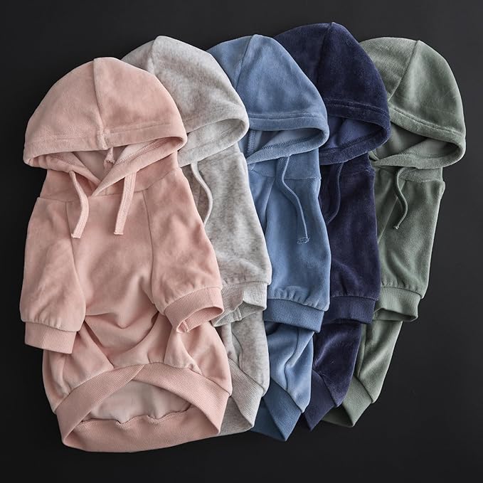 Cooper II Organic Cotton Velour Dog Hoodie Pet Coat for Small, Medium and Large Dogs, Light Heather Gray, X-Small