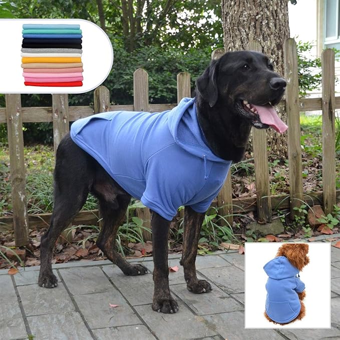 Lovelonglong Blank Basic Hoodie Sweatshirt for Dogs 100% Cotton Fits Small Medium Dachshund Large Dog Royle Blue 3XL