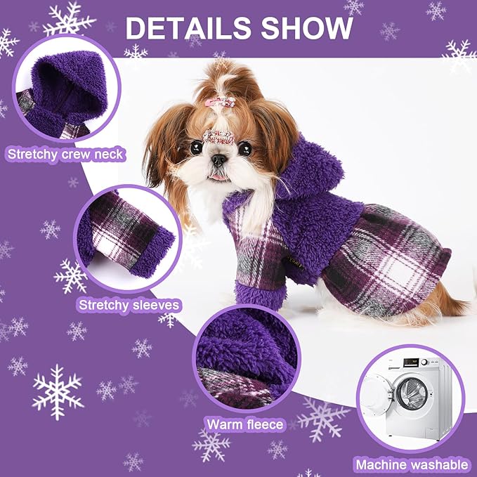 Dog Sweater Puppy Clothes for Small Dogs Boy Girl Pet Hoodies for Dogs Cold Weather Doggie Coats Fall Doggy Sweatshirt for Chihuahua Yorkie Cat Outfits (Purple, X-Small)