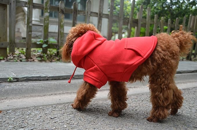 Lovelonglong Blank Basic Hoodie Sweatshirt for Dogs 100% Cotton Fits Small Medium Dachshund Large Dog Red S