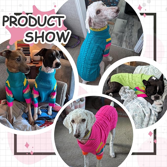 Dog Sweater Warm, Comfy Thick Sweaters for Large Size Dogs Girls Boys, Dog Christmas Sweaters Winter, Turtleneck Knit Sweater for Extra Large Dogs Boxer, Great Dane (Pink XXXXL)