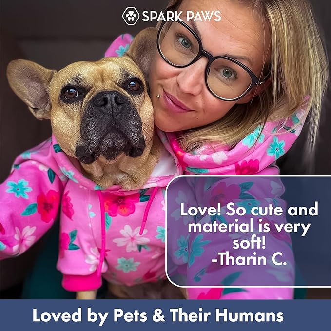 Spark Paws Dog Hoodie – Premium Dog Sweater for Small, Medium, and Large Dogs | Warm Outfits for French Bulldogs, Pitbull, Puppy, Winter Jacket Alternative - Blossom - 3XL