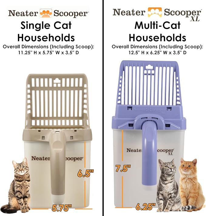 Neater Pet Brands Neater Scooper Standard Cat Litter Scoop, 195 Refill Bags – Mess-Free Cat Litter Scooper with Bag, Spill-Proof Kitty Box Sifter, Bin Doubles as Scoop Holder, For Single-Cat Household