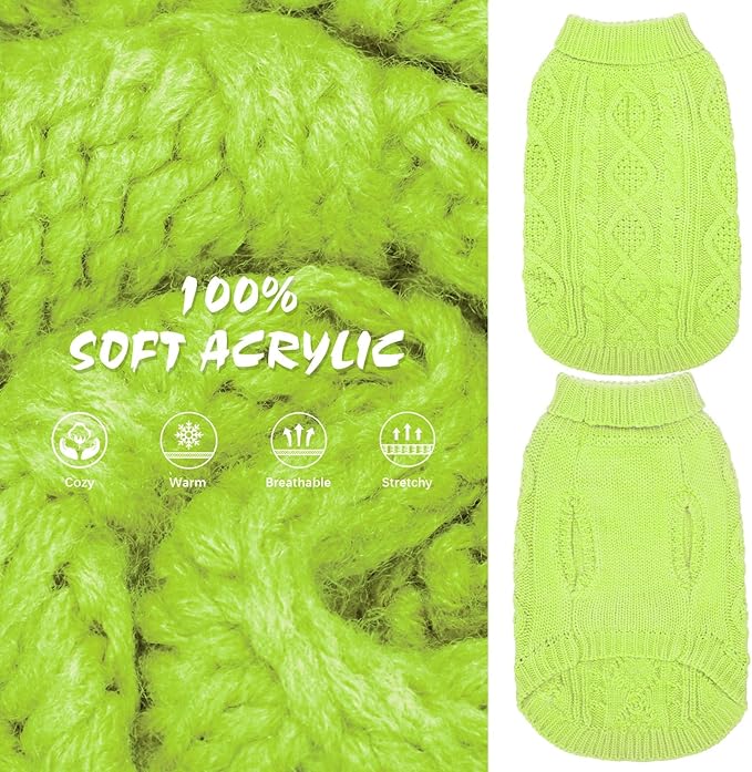 BINGPET Thermal Knitted Dog Sweater for Small Medium Large Dogs,Winter Dog Cat Coat Warm Sweartershirts Outfits,Classic Cable Knit Turtleneck Pullover Dog Jumper Coat Warm Sweartershirts
