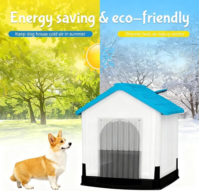 Dog Door Replacement Flaps 15.7 in x 4.9 FT with Metal Strips | Dog House Flap - Weather Resistant Plastic Vinyl Strip for Igloo or Kennel, Easy to Cut