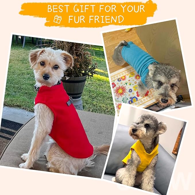 BEAUTYZOO Dog Fleece Vest Sweater Winter Jacket for Small and Medium Dogs with D-Ring Leash Cold Weather Coat Hoodie for XS S M Dogs Boy or Girls, Blue S