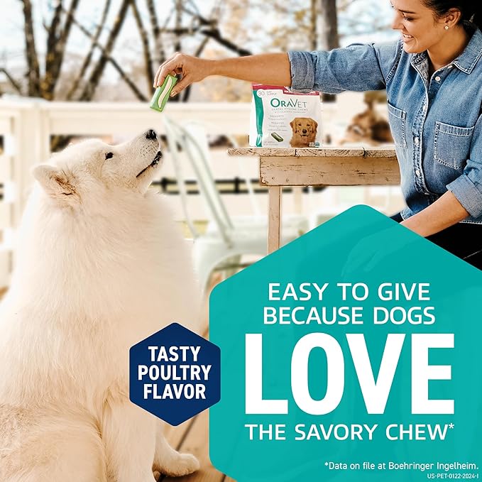 ORAVET Dental Chews for Dogs, Oral Care and Hygiene Chews (Large Dogs, Over 50 lbs.) Pink Pouch, 30 Count (Pack of 1)