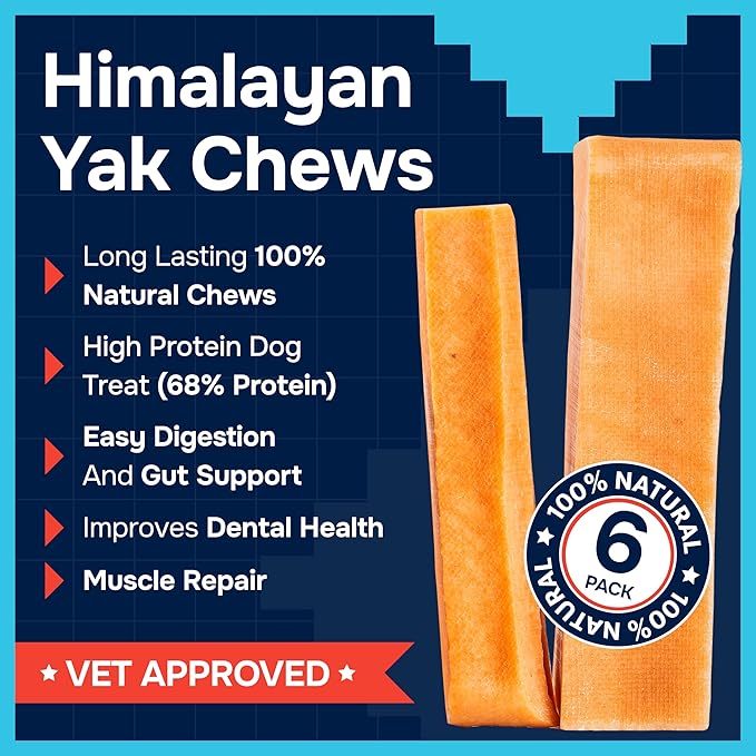 100% Natural Yak Cheese Himalayan Made Dog Chews All Breeds - Lactose Free Yak Chew for Small Medium & Large Dogs - Dental Cleaning Dog Chews for Aggressive Chewers - Long Lasting Odor & Gluten Free