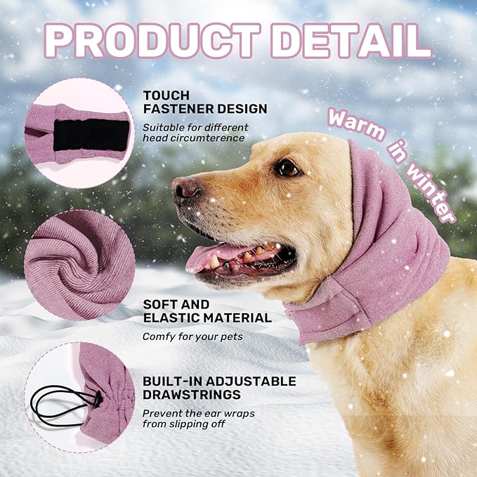 Dog Calming Hoodie, No Shake Ear Wraps for Dogs, Adjustable Dog Ear Muffs for Noise Protection, Ear Wrap Head Cover for Head Warp Anxiety Relief, Hematoma, Grooming and Force Drying