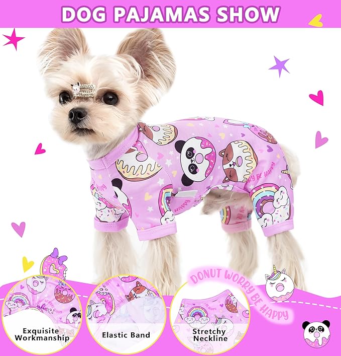 Dog Pajamas Summer Dog Clothes for Small Medium Dogs Boy Girl Doggy Pjs Cute Doggie Onesie Breathable Puppy Clothes Soft Stretchy Cat Pet Outfit (Purple, X-Large)