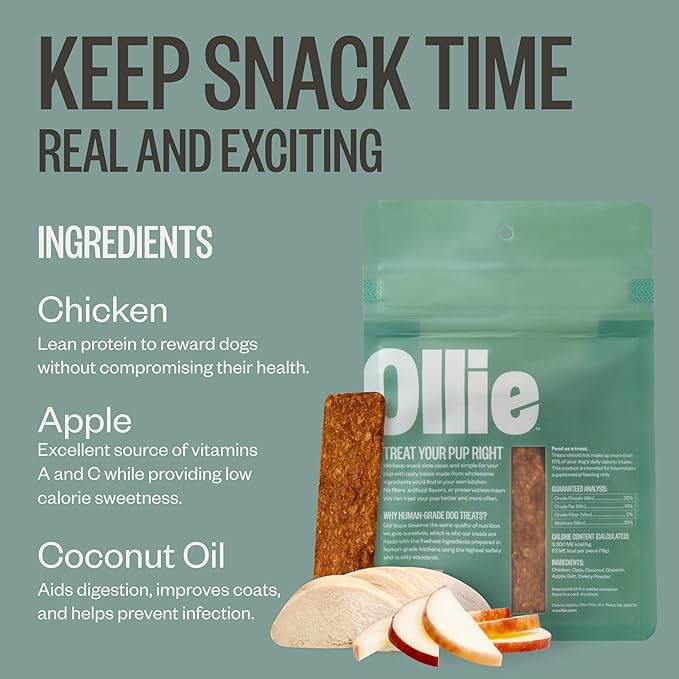 Ollie Jerky Dog Treats Variety Pack, Chicken and Apple and Beef and Sweet Potato Bundle, All Natural, Healthy, Made with Real Meat 10 Oz. Pack of 2