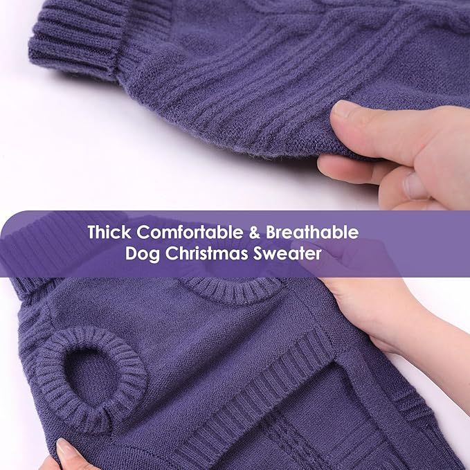 Dog Sweaters for Large Dogs Male Female Pet Knitwear Classic Puppy Warm Pullover Turtleneck Cold Weather Clothes for Labrador(GrayishBlue, 2XL)