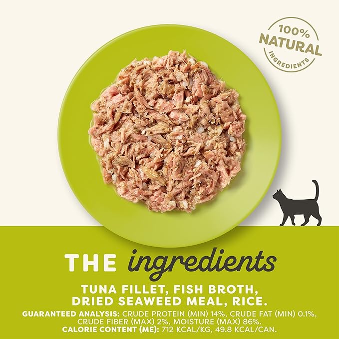Applaws Natural Wet Cat Food, 24 Count, Limited Ingredient Canned Wet Cat Food, Tuna with Seaweed in Broth, 2.47oz Cans