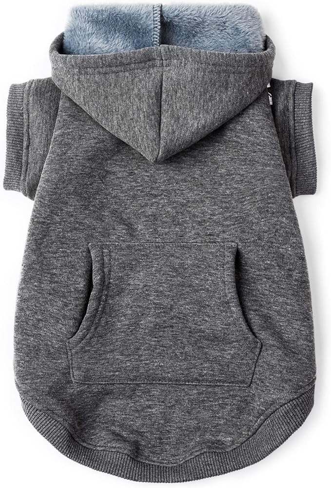 Koneseve Dog Hoodie Fleece Puppy Clothes Warm Sweater with Hat for Small Dogs Cat Hooded Shirt Kitten Pet Basic Hoodies Sweatshirt with Pocket Doggie Soft Winter Coat Apparel (Grey; L)