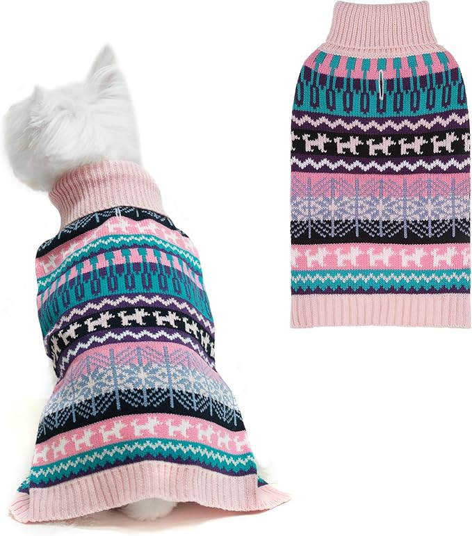 Mihachi Dog Sweater - Winter Coat Apparel Clothes with Colorful Stripes for Cold Weather