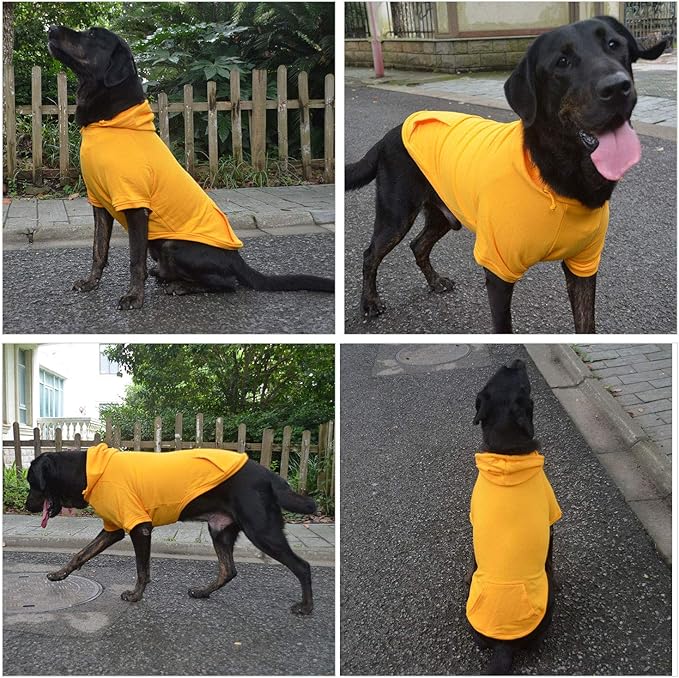 Lovelonglong Blank Basic Hoodie Sweatshirt for Dogs 100% Cotton Fits Small Medium Dachshund Large Dog Orange XXL