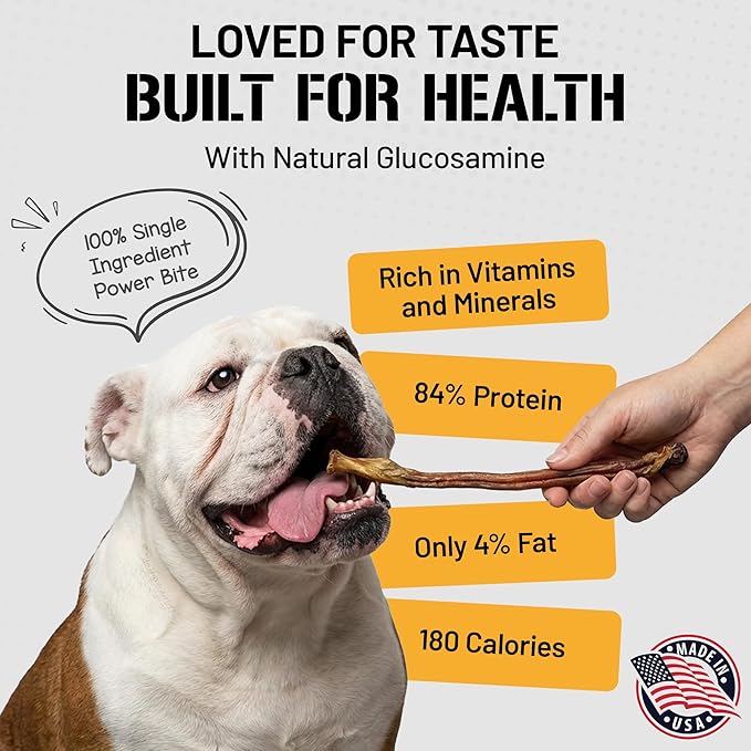 Dog Chits Bully Sticks for Dogs & Puppies - 100% Lamb Pizzle, High Protein, Low Fat Dog Chew Sticks - Baked, Easier to Chew – Long-Lasting, Keep Dogs Engaged & Happy - Made in USA - 8 inch, 12 Pack