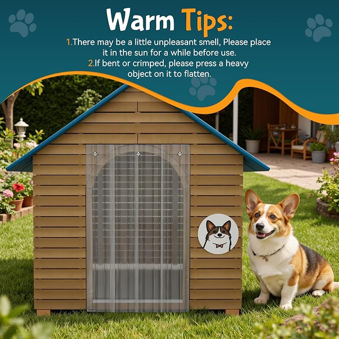 15.7 in x 4.9 FT Dog House Door Flap | Dog Door Replacement Flaps - Transparent Plastic Vinyl Strip for dogloo or kennel, Easy to Cut & Install