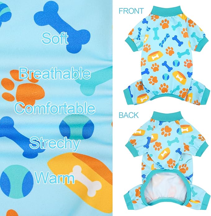 XPUDAC 4 Pack Dog Pajamas for Small Medium Sized Doggie Comfy Strechy Dog Pjs for Boy Puppy Clothes Cat Onesies Pet Outfits, S