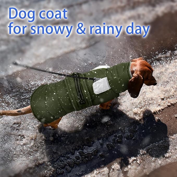 MIGOHI Thermal Large Dog Fleece Jacket - Rainproof Coat for Large Dogs, Thick Dog Winter Coat,Snow Jacket for Dogs Windproof for Hunting Camping,Windy Chilly Days,Doberman,Great Dane,3XL,ArmyGreen