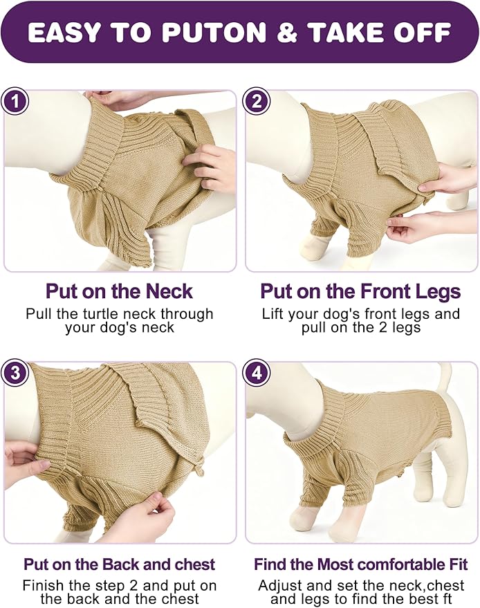 Dog Sweaters for Small Medium Large Dog, Classic Turtleneck Pet Clothes Warm Thermal Doggy Winter Coat, Thick Double Knitting Collar Pullover Cold Weather Puppy Jacket for Indoor & Outdoor Wear