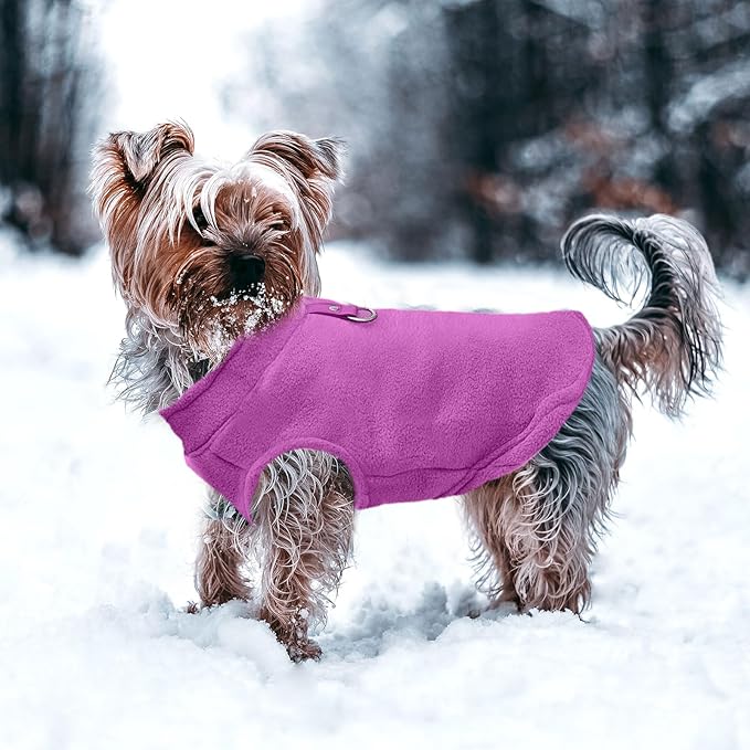 PETCARE Small Dog Sweater Cat Fleece Vest Soft Dog Jacket with Leash O-Ring Fall Winter Warm Pet Pullover Coat Puppy Clothes for Small Dogs Cats Chihuahua Apparel Shih Tzu Costume, Purple