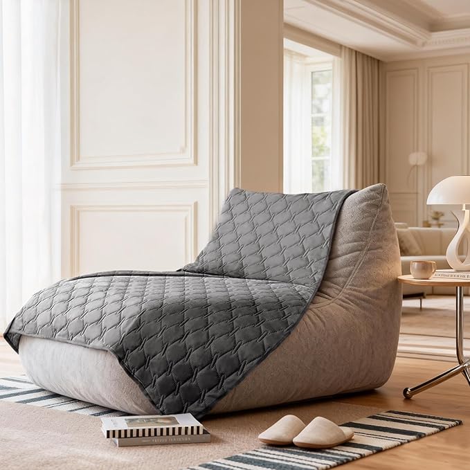 gogobunny 100% Double-Sided Waterproof Dog Bed Cover Pet Blanket Sofa Couch Furniture Protector for Puppy Large Dog Cat, Reversible (82x102 Inch (Pack of 1), Dark Grey/Light Grey)