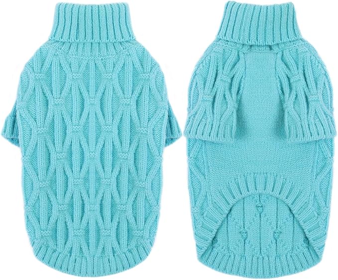 XS Dog Sweater for Dogs, Puppy Sweaters for Small Dogs Male Thermal Knitted Doggy Sweaters Pet Clothes Doggie Turtleneck Sweatshirts, Lakeblue XS