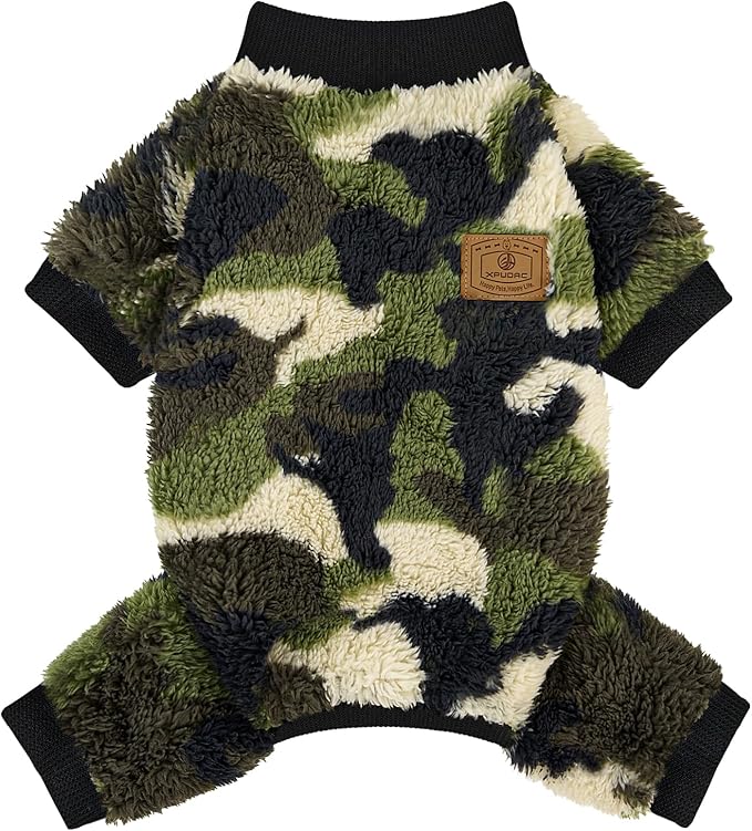 XPUDAC Dog Sweater, Dog Winter Clothes for Small Medium Dogs Girl Boy Fleece Doggy Pajamas for Winter Christmas, Camouflage, Small