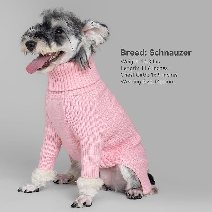 cyeollo Small Dog Sweater with Long Sleeves, Warm Turtleneck Knitwear Dog Clothes Girl Puppy Sweaters for Small Dogs Cats Apparel, Pink, S