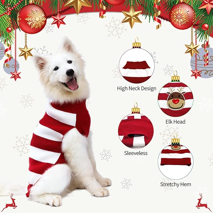 NACOCO Dog Reindeer Sweaters Dog Sweaters New Year Christmas Pet Clothes for Small Dog and Cat (Red, Medium)