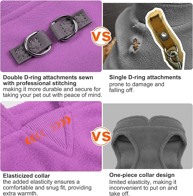 BEAUTYZOO Dog Fleece Vest Sweater Winter Jacket for Small and Medium Dogs with D-Ring Leash Cold Weather Coat Hoodie for XS S M Dogs Boy or Girls