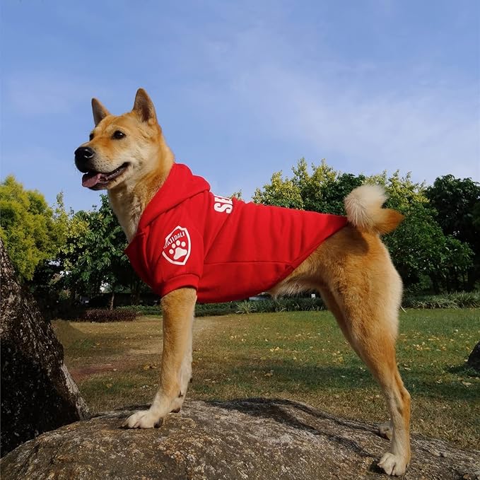 Dog Security Hoodie with Glow-in-The-Dark Prints DAJIDALI Dog Clothes Apparel Winter Sweatshirt Warm Sweater Jacket Coat Hoodie for Small Medium Large Dog Cat