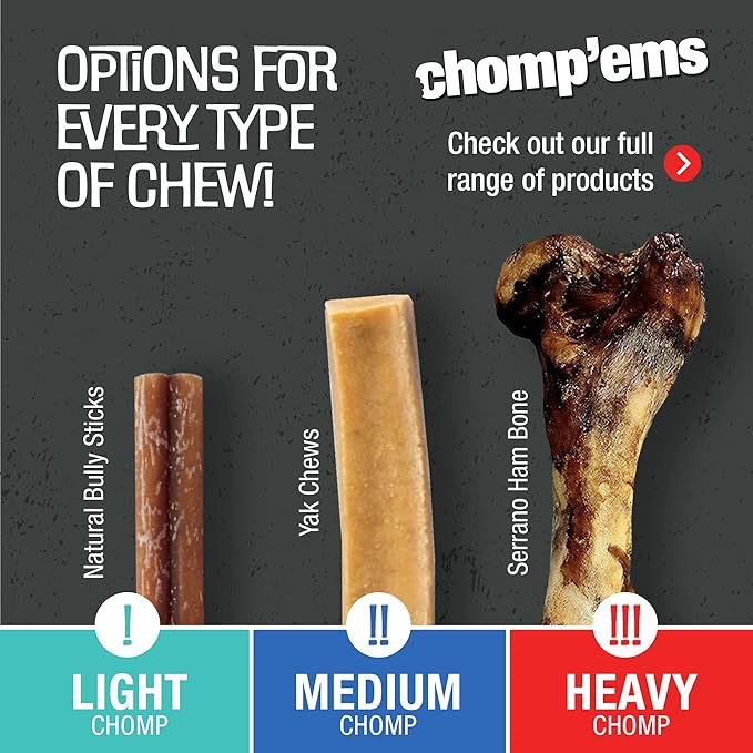 CHOMP 'EMS Ruffin' It 21013 Purehide Dog Chew, Size 12
