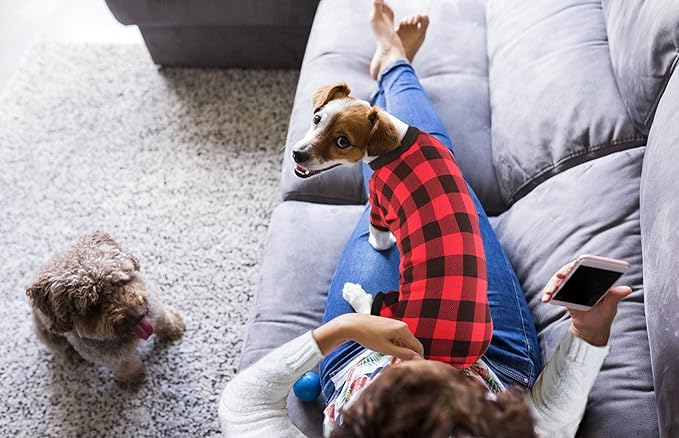 Dog Fleece Sweater Buffalo Plaid Clothes Small Dog Sweater Soft Thickening Warm Puppy Clothes Sweaters for Dogs Girl & Boy(S/M)