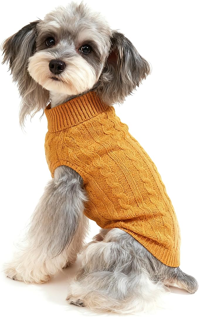 Dog Sweater for Small Medium Large Dogs - Warm Winter Turtleneck Knit Dog Sweaters Soft Pet Cat Clothes Christmas Coat Indoor Outdoor Use for Puppy Kitten Male Female Girl Boy Pets