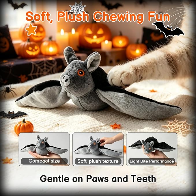 Flying Bat Dog Toy,Flying Bat Toy for Dogs & Cats,Flapping Wings CuteBat, NoFlying, Mimics RealFlying Motion,Flapping Wings Interactive Pet Toy