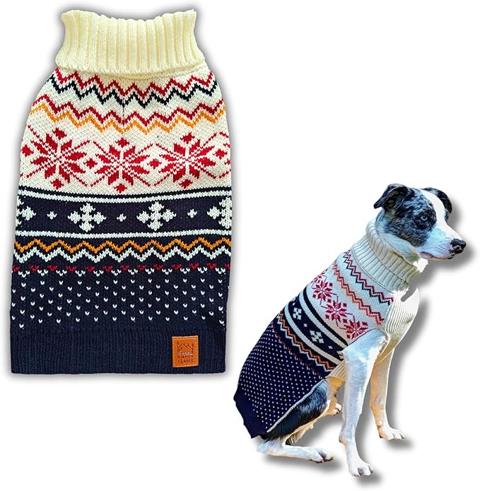 Cozy Acrylic Dog Sweater for Outdoor Adventures—Breathable & Insulating Knit—Classic Fit—Backpacking Gear for Dogs—Dog Hiking Gear—Dog Camping Gear (Medium, Nordic)