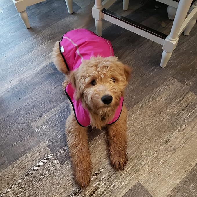 Mile High Life Dog Raincoat, Adjustable Waterproof Reflective Rain Jacket for Small Medium Large Dogs, Lightweight Breathable Pet Rain Coat with Leash Hole(Hot Pink,XXL Chest 36-42")