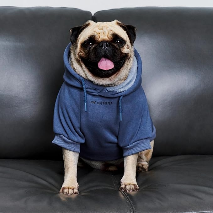 Tuff Pupper Dog Hoodie | Premium Quality Insulated Fabric | Ultra Soft Interior for Superior Comfort | Elastic Cuffs & Drawstring for Warmth | Stretch Fit Suitable for All Breeds (Blue, M)