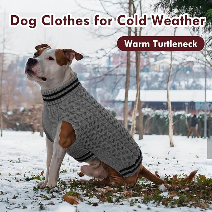 Dog Sweaters for Large Dogs, Fall Turtleneck Knit Fleece Sweater, Warm Soft Stretchy Pullover for Cold Weather, Thick Winter Christmas Sweaters for Dogs Girl Boy, Grey XXL