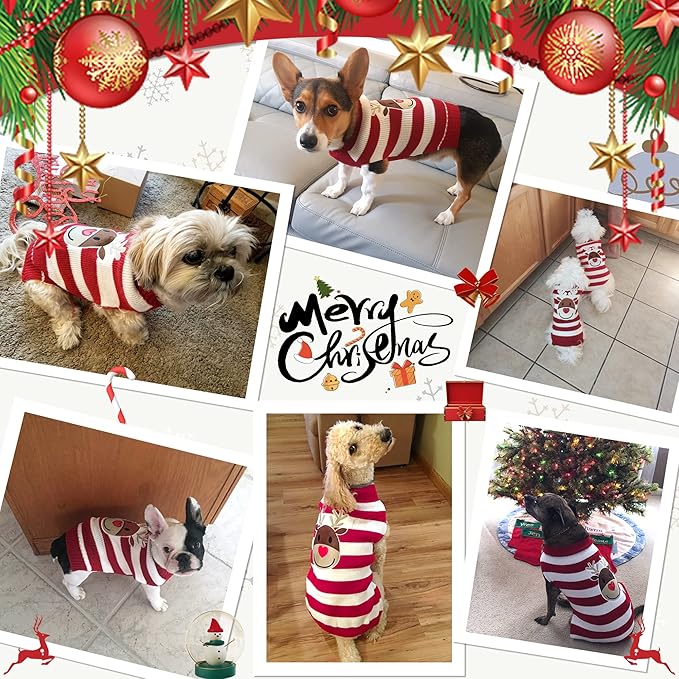 NACOCO Dog Reindeer Sweaters Dog Sweaters New Year Christmas Pet Clothes for Small Dog and Cat (Red, Medium)