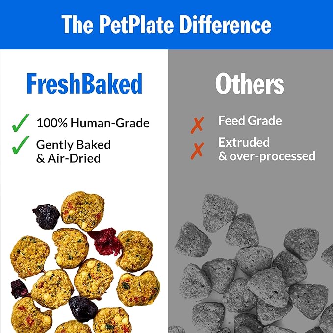 PetPlate Roost Rulin' Chicken FreshBaked Dry Dog Food, Gently Baked and Air-Dried Human Grade Dog Food, Formulated with Prebiotics and Postbiotics, Grain Free, No Fillers or by-Products 2lbs