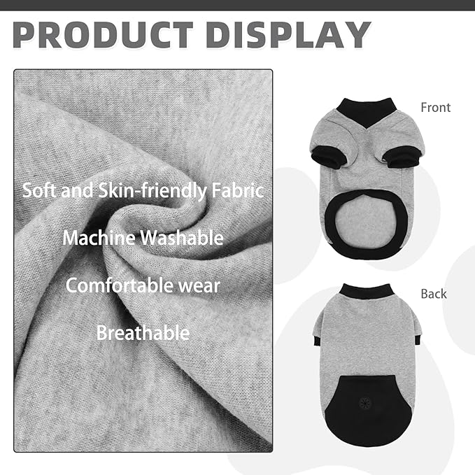 KOOLTAIL Dog Hoodie with Leash Hole，Cozy Fleece Turtleneck Winter Fall Warm Dog Clothes Sweater Sweatshirtfor Small to Medium Soft Winter Hoodie with Pocket for Easy Potty Break Access