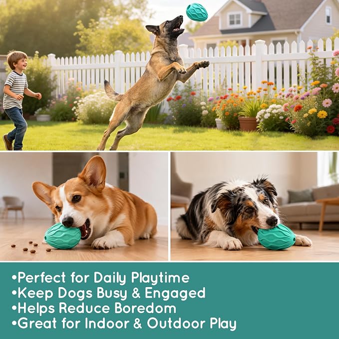 2-Pack Interactive Treat Dispensing Dog Toys, Natural Rubber Chew Toys for Aggressive Chewers, Stuffable Treat Toys for Large & Medium Dogs, Mental Stimulation for Dogs, Boredom Relief